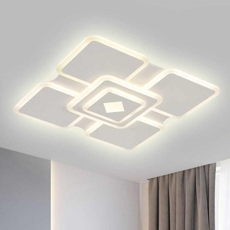 Tier Square Acrylic Flush Lamp Modern Stylish LED White Flush Ceiling Light in Third Gear