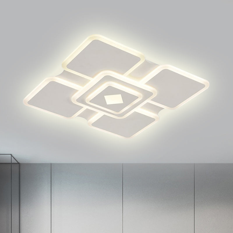 Tier Square Acrylic Flush Lamp Modern Stylish LED White Flush Ceiling Light in Third Gear