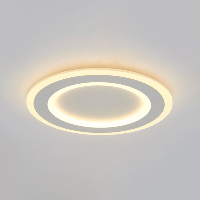 White Halo Ring Flush Mount Lamp Simplicity LED Frosted Acrylic Ceiling Light Fixture in Warm/White Light