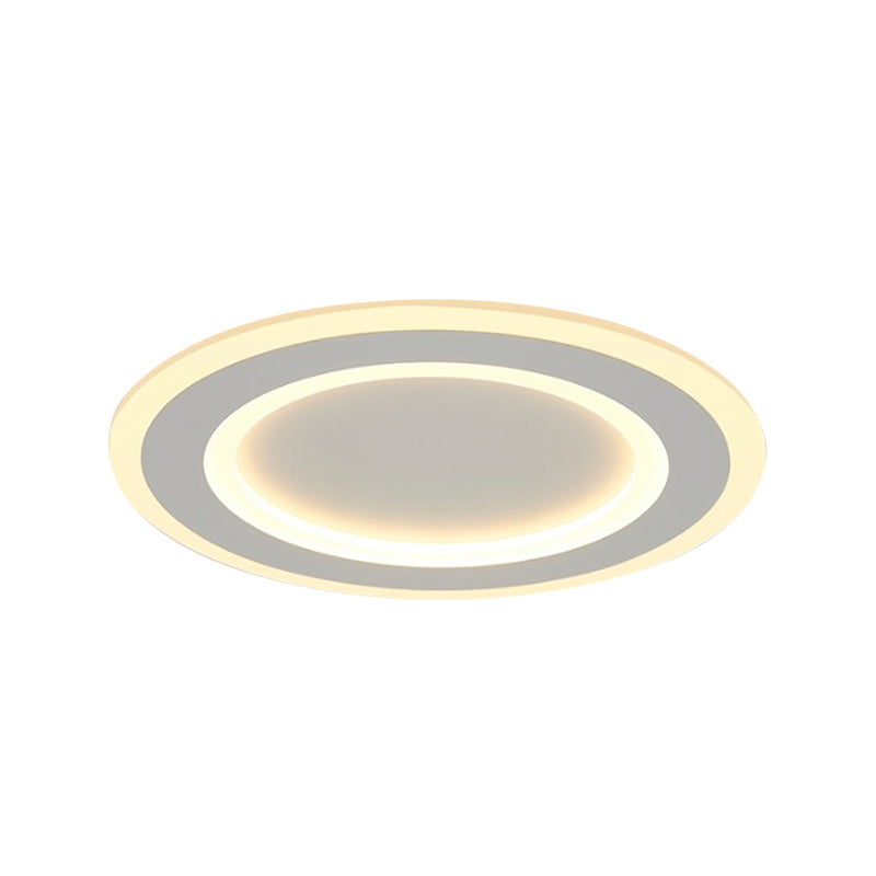 White Halo Ring Flush Mount Lamp Simplicity LED Frosted Acrylic Ceiling Light Fixture in Warm/White Light