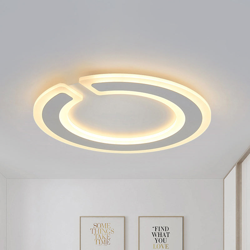 16,5 "/20.5" Dia Gap Round Ceiling Lamp Simple Style High Penetrated Acrylic LED White Flushmount Lighting in Warm / White / Natural Light