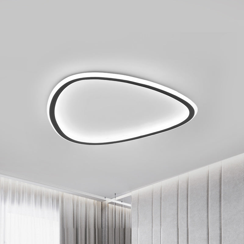 15"/19" W Teardrop Metal Flush Light Minimalistische Zwarte LED Plafond Mount Licht in Warm/Wit/3 Kleur Licht