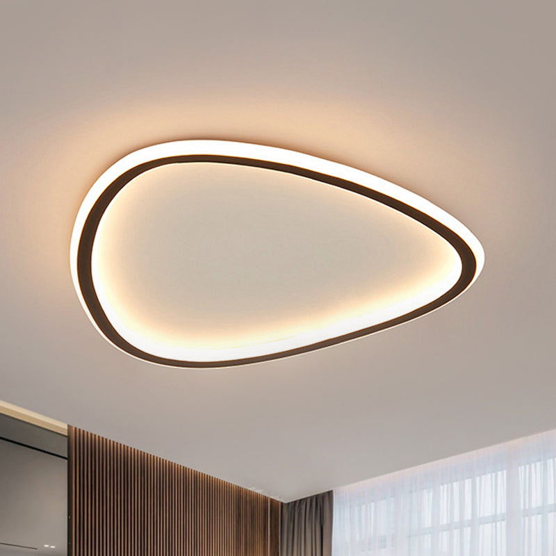 15"/19" W Teardrop Metal Flush Light Minimalistische Zwarte LED Plafond Mount Licht in Warm/Wit/3 Kleur Licht