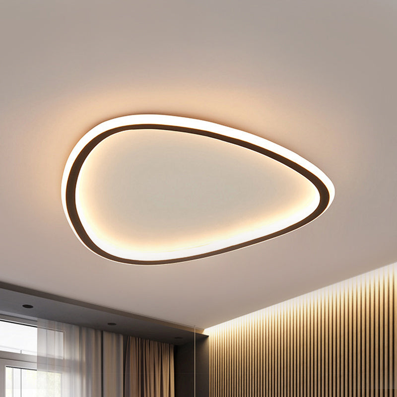 15"/19" W Teardrop Metal Flush Light Minimalist Black LED Ceiling Mount Light in Warm/White/3 Color Light