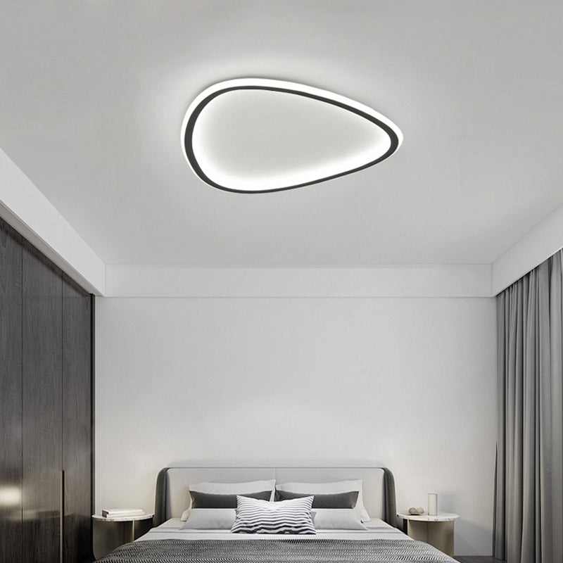 15"/19" W Teardrop Metal Flush Light Minimalistische Zwarte LED Plafond Mount Licht in Warm/Wit/3 Kleur Licht