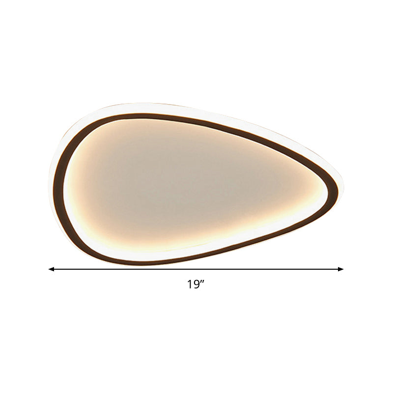 15"/19" W Teardrop Metal Flush Light Minimalistische Zwarte LED Plafond Mount Licht in Warm/Wit/3 Kleur Licht