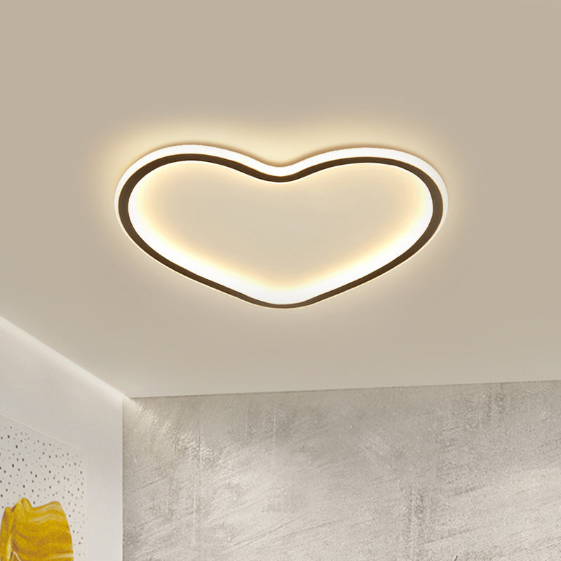 Lampada da incasso a soffitto a forma di amore minimale Gel di silice nero LED per camera da letto con luce calda/bianca/3 colori