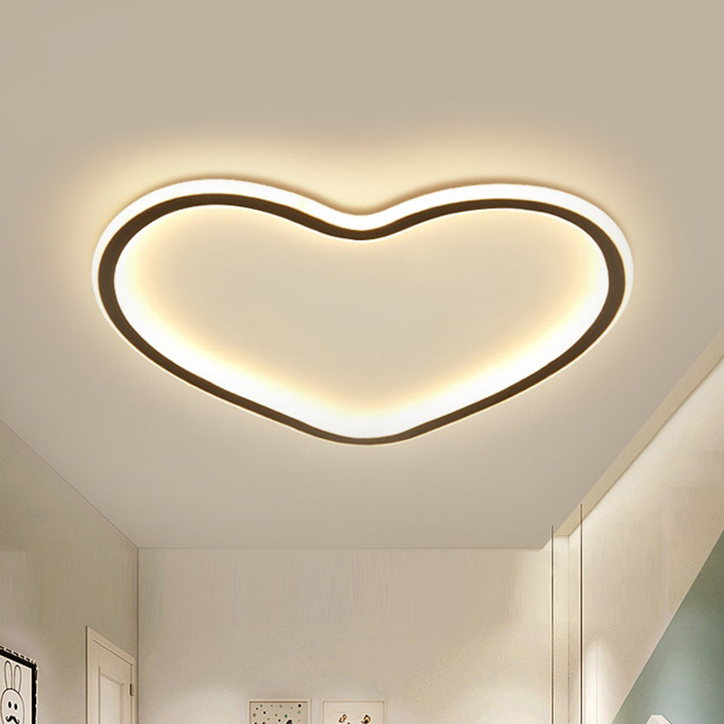 Minimal Love Shape Ceiling Flush Mount Light Black Silica Gel LED Bedroom Flushmount in Warm/White/3 Color Light