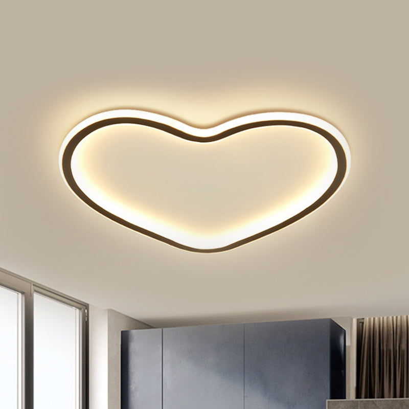 Lampada da incasso a soffitto a forma di amore minimale Gel di silice nero LED per camera da letto con luce calda/bianca/3 colori