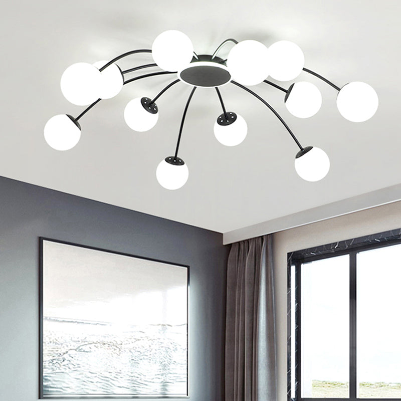 New Modern Milk Glass Flush Mount Light Sputnik Semi Ceiling Light Fixture