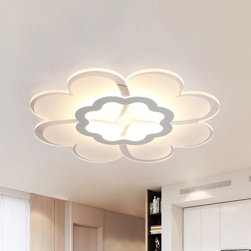 Lámpara de techo LED blanca moderna y elegante con montaje empotrado de flores acrílicas de 16 "/ 19,5" W en luz blanca/de 3 colores