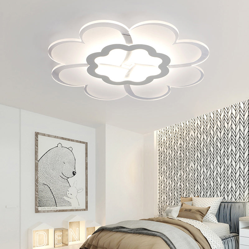 Lampada da soffitto a LED bianca moderna ed elegante con montaggio ad incasso a forma di fiore in acrilico da 16"/19,5" con luce bianca/3 colori