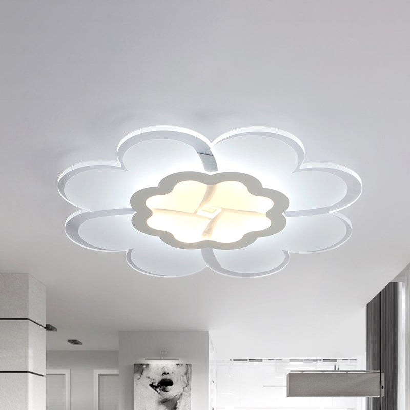 16"/19.5" W Acrylic Flower Flush Mount Light Modern Stylish White LED Ceiling Lamp in White/3 Color Light