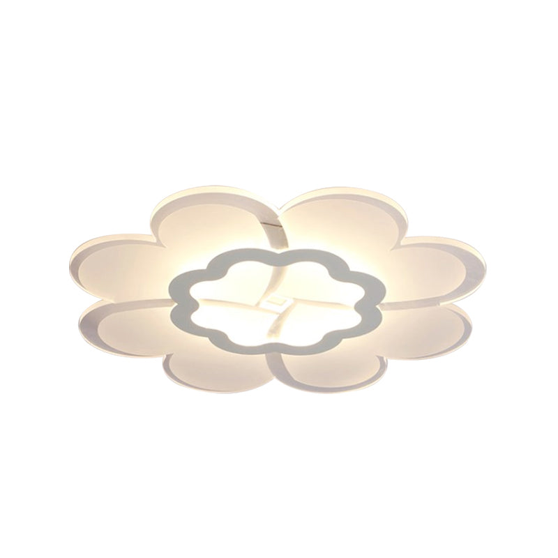 16"/19.5" W Acrylic Flower Flush Mount Light Modern Stylish White LED Ceiling Lamp in White/3 Color Light