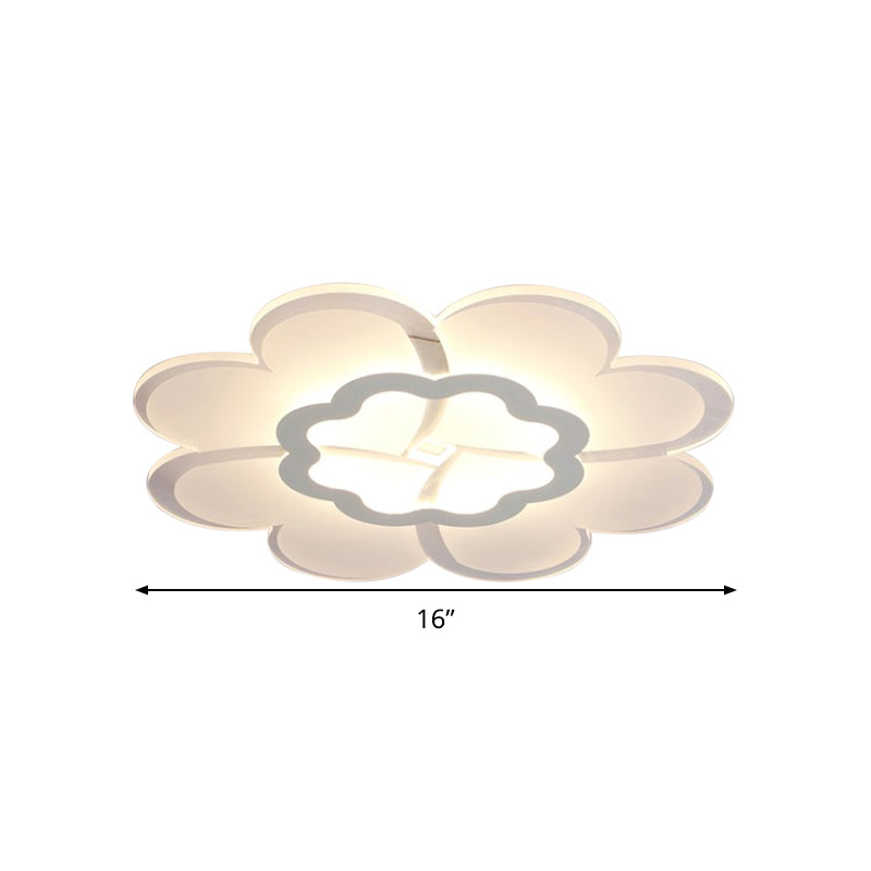 16"/19.5" W Acrylic Flower Flush Mount Light Modern Stylish White LED Ceiling Lamp in White/3 Color Light