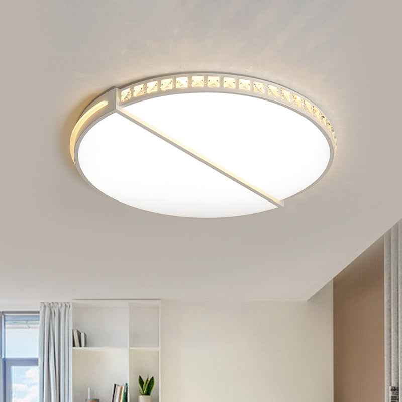 16.5 "/20.5" dia white disk ceiling light simple style metallic LED Hängelampe in Warm/White/3 Color Light mit Crystal Accent