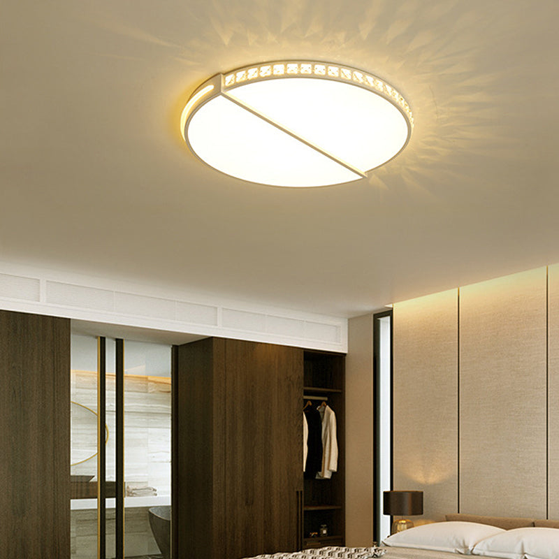 16.5 "/20.5" dia white disk ceiling light simple style metallic LED Hängelampe in Warm/White/3 Color Light mit Crystal Accent