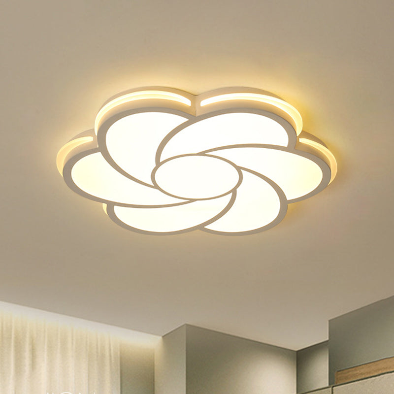 Modern Stylish White Petal Flush Lighting Acrylic Shade LED Living Room Ceiling Lamp in White/3 Color Light