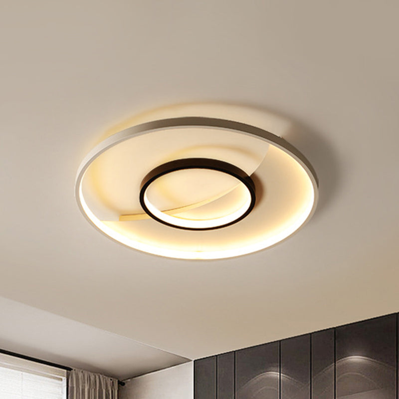 16"/19.5" Wide Double Ring Flush Mount Lamp Modernism Acrylic Black and White LED Ceiling Lighting