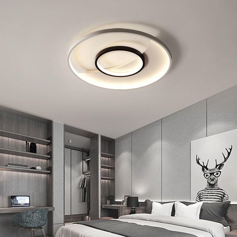 16"/19.5" Wide Double Ring Flush Mount Lamp Modernism Acrylic Black and White LED Ceiling Lighting