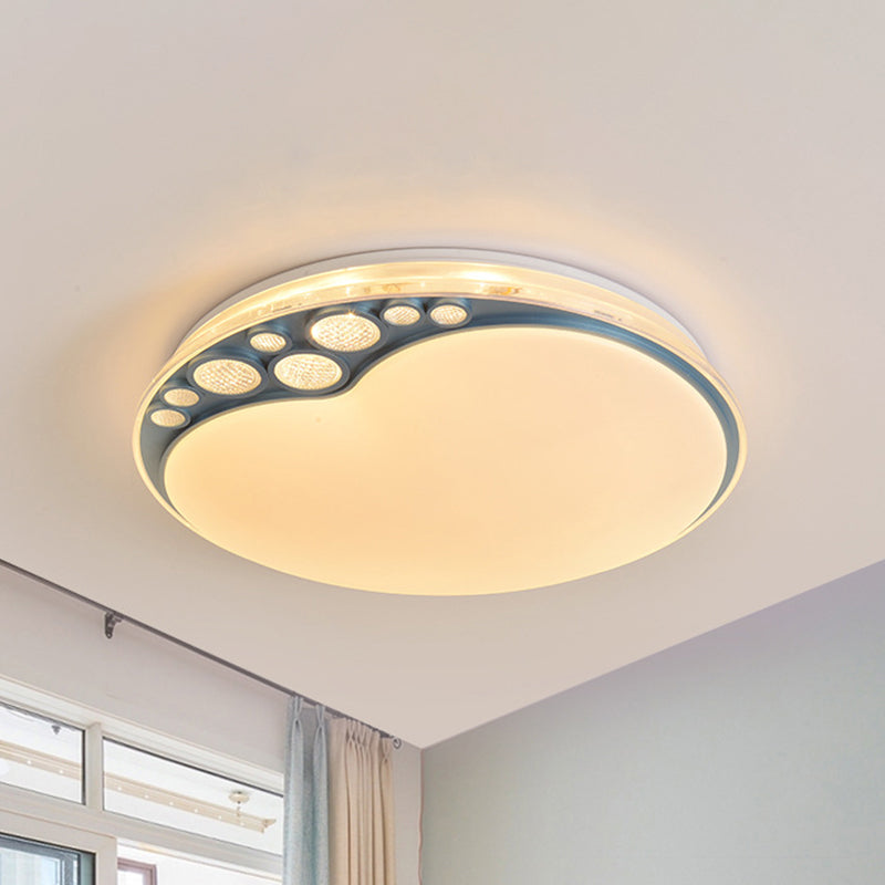 Lampada da soffitto a forma di mela azzurro cielo. Luce a incasso metallica a LED contemporanea in luce calda/bianca/3 colori