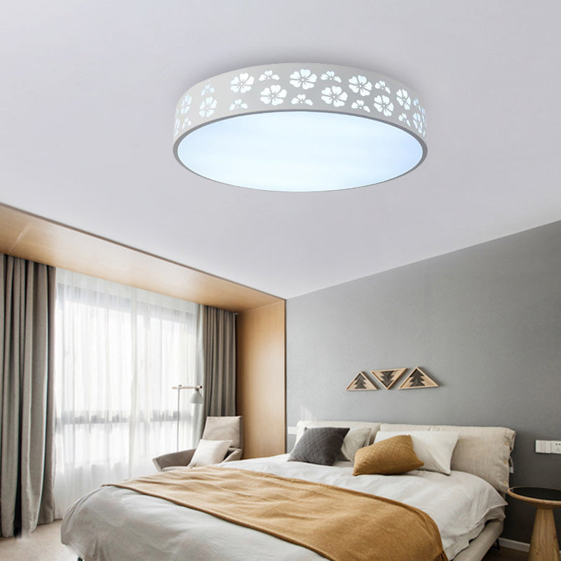 12 "/16" /19.5 " W Carved Flower Flush Light Modernity LED Metallic LED White Ceiling Lamp in Warm / White Light