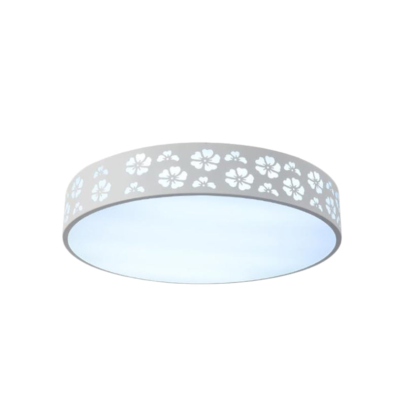 12"/16"/19.5" W Carved Flower Flush Light Modernity Metallic LED White Ceiling Lamp in Warm/White Light