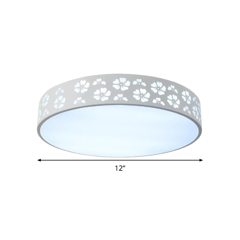 12"/16"/19.5" W Carved Flower Flush Light Modernity Metallic LED White Ceiling Lamp in Warm/White Light