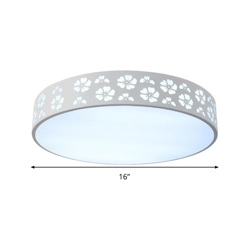 12"/16"/19.5" W Carved Flower Flush Light Modernity Metallic LED White Ceiling Lamp in Warm/White Light