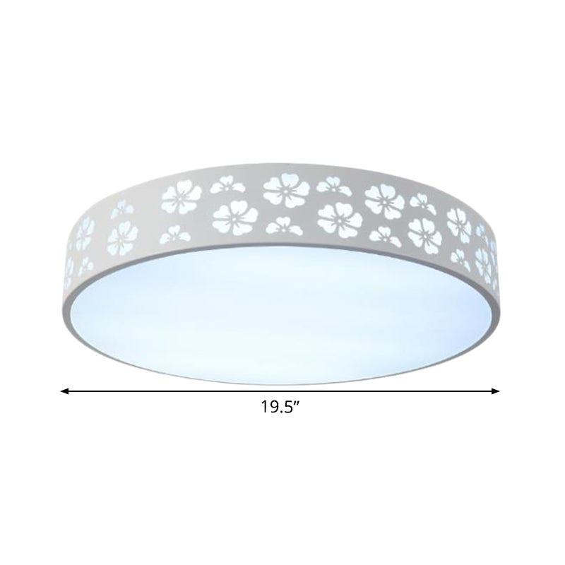 12"/16"/19.5" W Carved Flower Flush Light Modernity Metallic LED White Ceiling Lamp in Warm/White Light