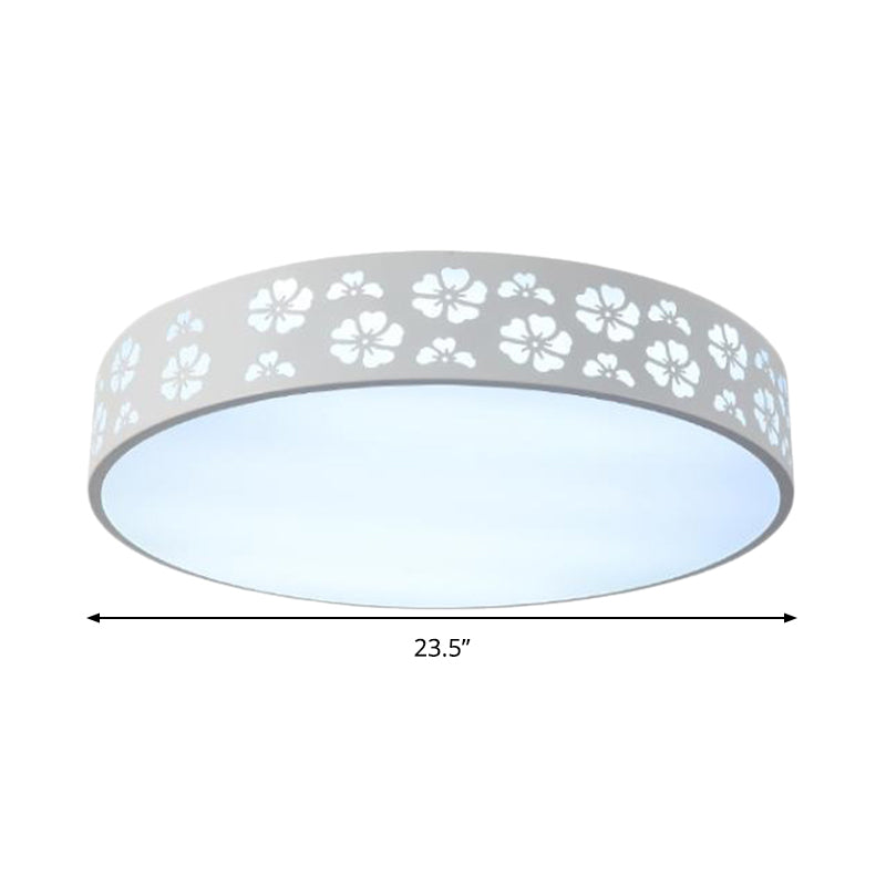 12"/16"/19.5" W Carved Flower Flush Light Modernity Metallic LED White Ceiling Lamp in Warm/White Light