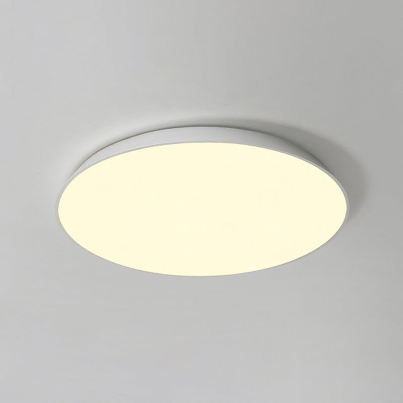 16.5"/20.5"/24.5" Dia White Tray Ceiling Lamp Contemporary LED Metallic Flush Mount Light for Bedroom