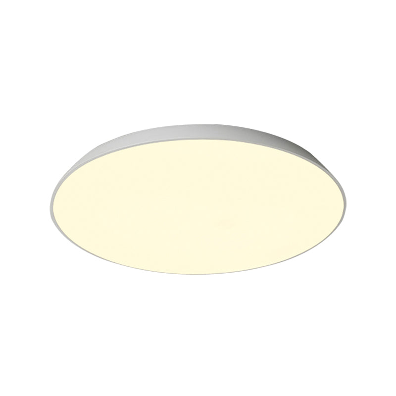 16.5"/20.5"/24.5" Dia White Tray Ceiling Lamp Contemporary LED Metallic Flush Mount Light for Bedroom