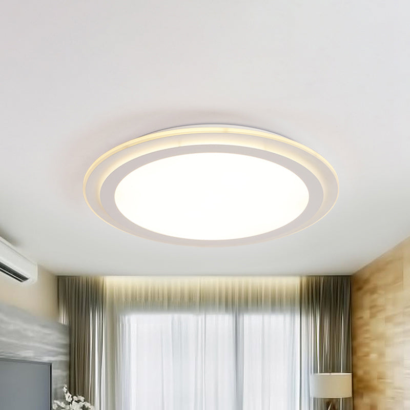 2 Tier Round Ceiling Flush Mount Light 12.5"/16.5"/20.5" Dia Modern Acrylic LED White Flushmount in Warm/White Light