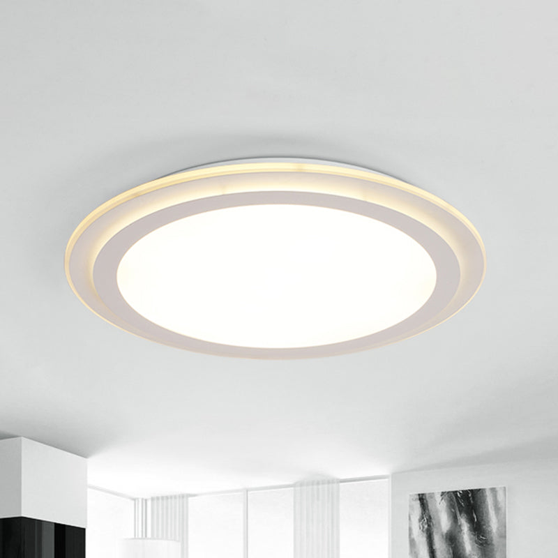 Luz de techo redonda de 2 niveles, montaje empotrado, 12,5 "/16,5"/20,5 "de diámetro, LED acrílico moderno, montaje empotrado blanco en luz cálida/blanca