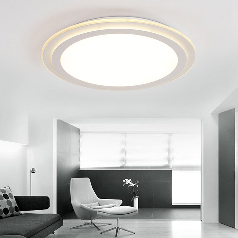 2 Tier Round Ceiling Flush Mount Light 12.5"/16.5"/20.5" Dia Modern Acrylic LED White Flushmount in Warm/White Light