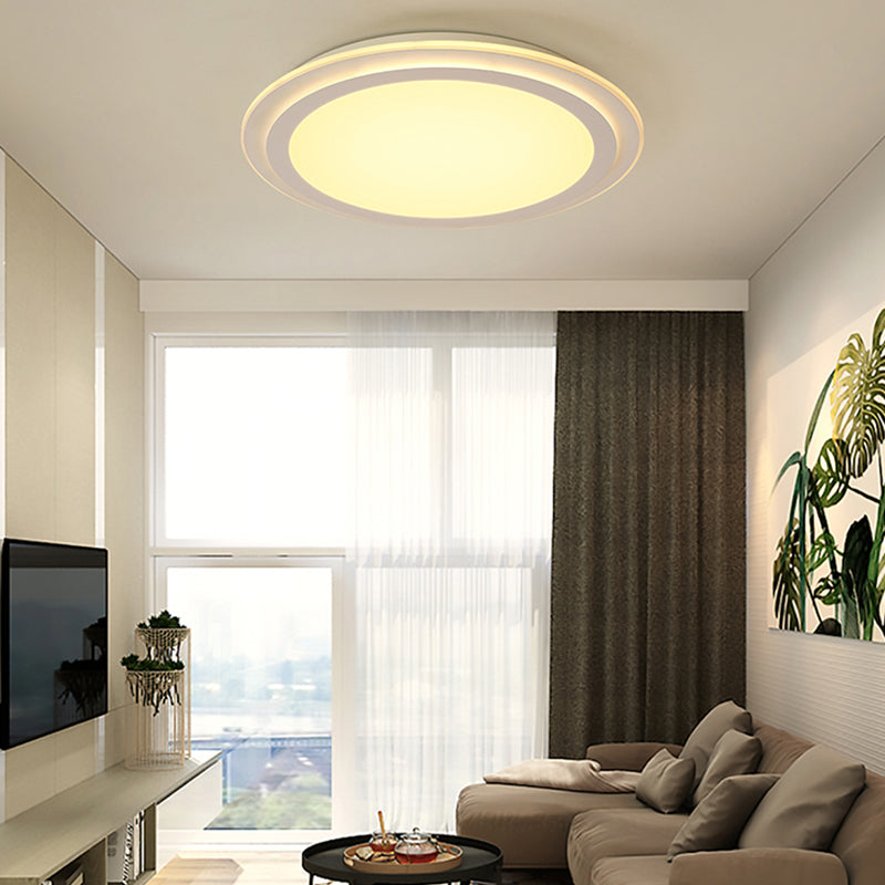 2 Tier Round Ceiling Flush Mount Light 12.5"/16.5"/20.5" Dia Modern Acrylic LED White Flushmount in Warm/White Light