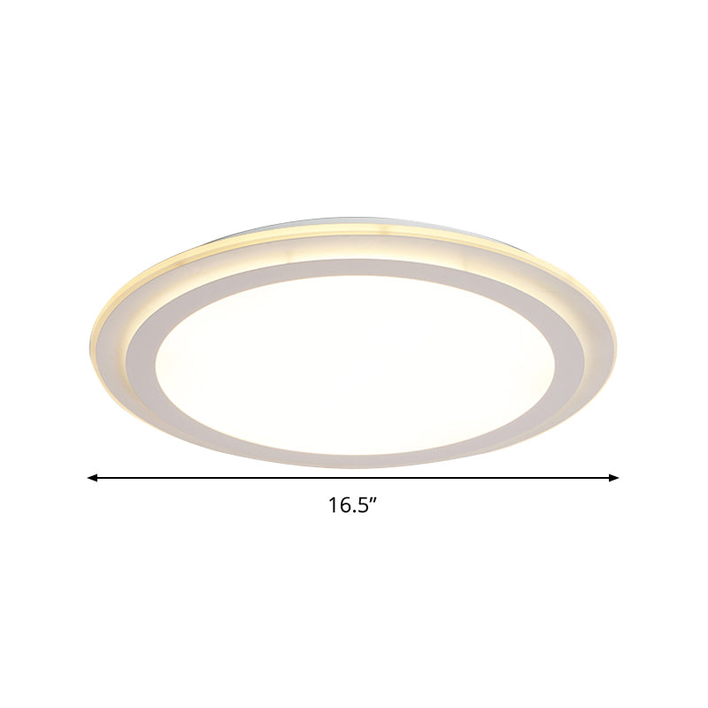 Luz de techo redonda de 2 niveles, montaje empotrado, 12,5 "/16,5"/20,5 "de diámetro, LED acrílico moderno, montaje empotrado blanco en luz cálida/blanca