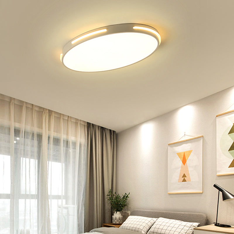 23"/27" Dia White Thin Round Flush Lamp Simple Style LED Acrylic Ceiling Light Fixture in Warm/White/3 Color Light