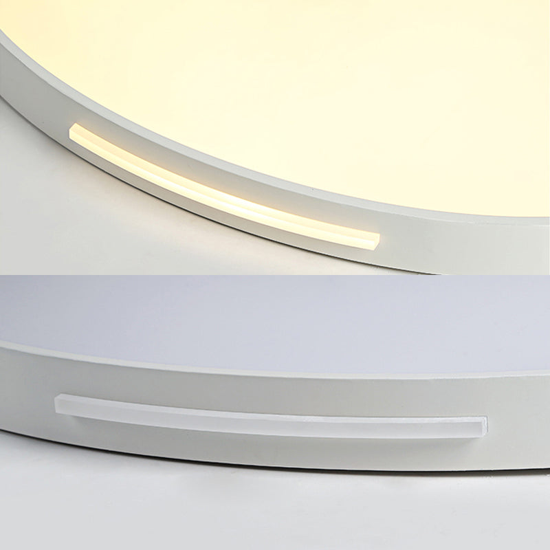 23 "/27" Dia White Thin Round Flush Lamp Simple Style LED Acrylique Ceiling Fixture in Warm / White/3 Color Light