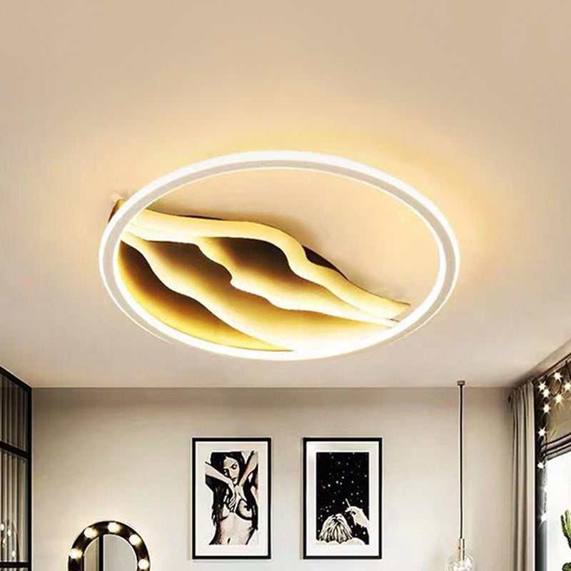 16 "/19.5" Dia Wavy LED Ceiling Flush Mount Modern Stylish Acrylic Black and White Flush Lighting in Warm / White Light for Bedroom