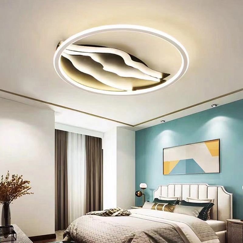 16 "/19.5" Dia Wavy LED Ceiling Flush Mount Modern Stylish Acrylic Black and White Flush Lighting in Warm / White Light for Bedroom