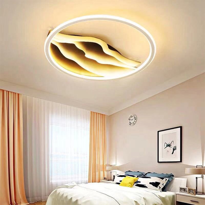 16 "/19.5" Dia Wavy LED Ceiling Flush Mount Modern Stylish Acrylic Black and White Flush Lighting in Warm / White Light for Bedroom