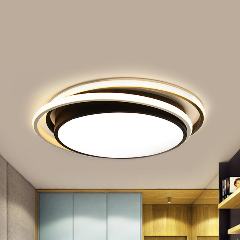 15 "/19" W Flush Ring Licht Einfache Stil Metall LED Schwarz/Weiß Deckenbeleuchtung in Warm/White/3 Farbe Licht