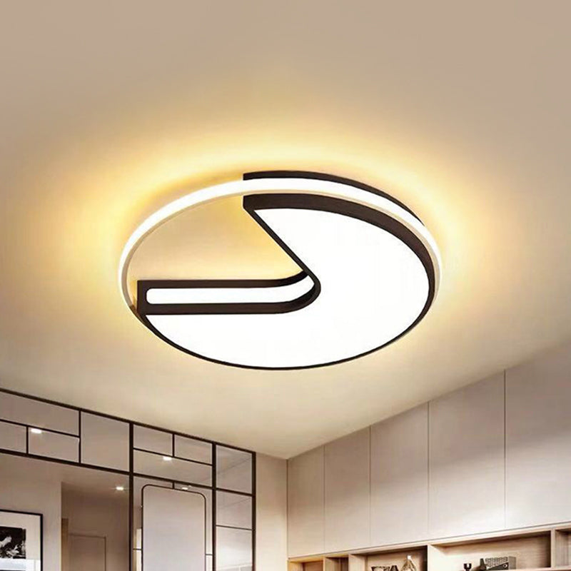 Black and White Big Mouth Flush Light 16"/19.5" W Modern LED Metal Ceiling Lamp in Warm/White/3 Color Light