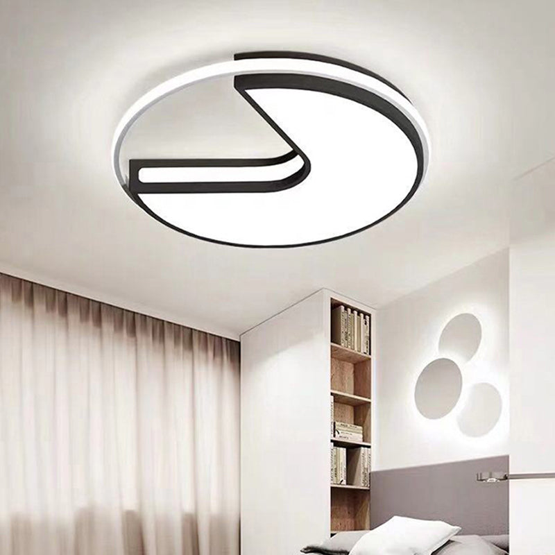 Black and White Big Mouth Flush Light 16"/19.5" W Modern LED Metal Ceiling Lamp in Warm/White/3 Color Light