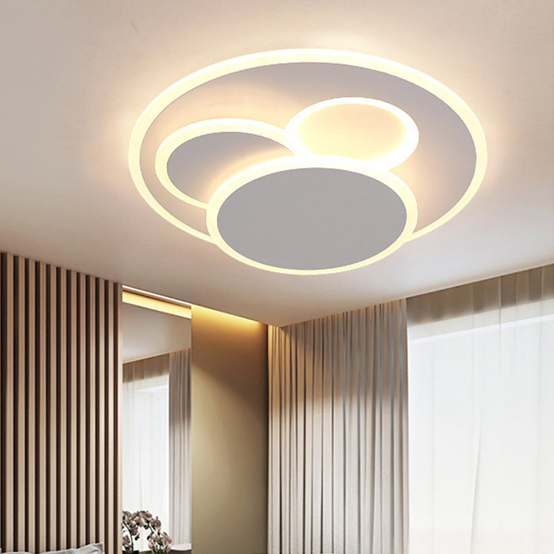 Round Acrylic Flush Mount Lamp Simple Style White LED Ceiling Lamp in Warm/White Light