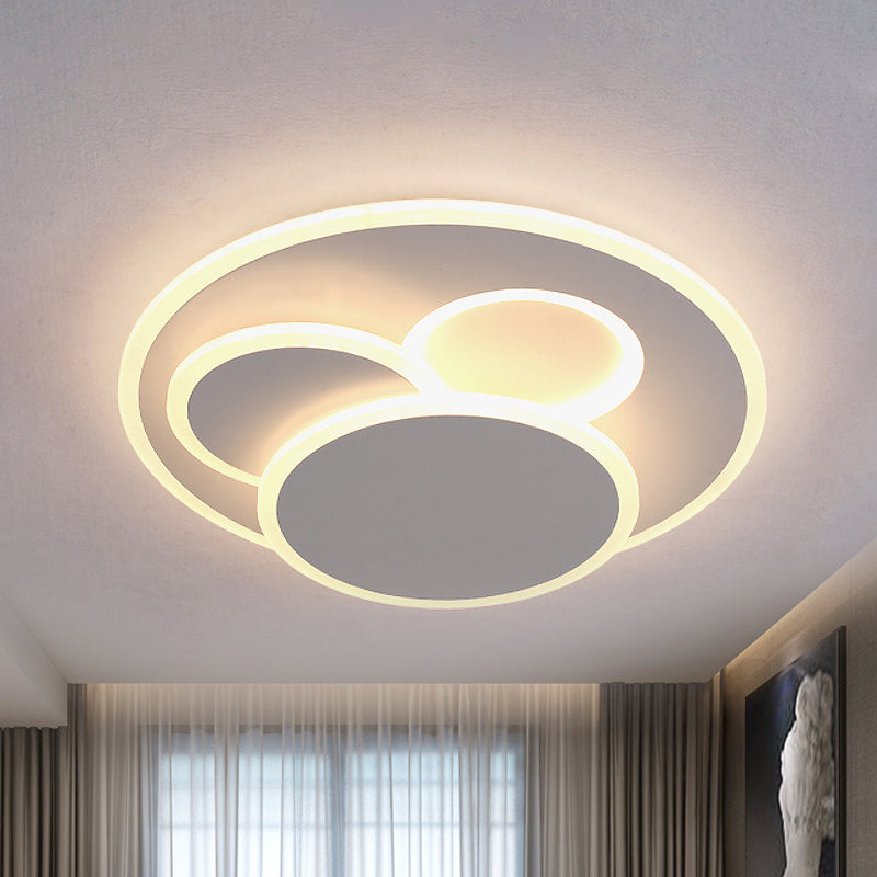 Round Acrylic Flush Mount Lamp Simple Style White LED Ceiling Lamp in Warm/White Light