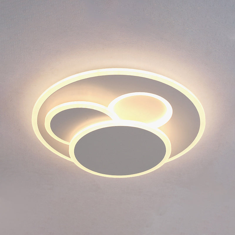 Round Acrylic Flush Mount Lamp Simple Style White LED Ceiling Lamp in Warm/White Light