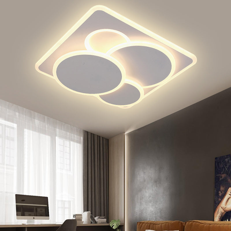 Geometrische Flush Light Fixture Eenvoudige Acryl Witte LED Plafond Opgezette Licht in Warm/Wit Licht